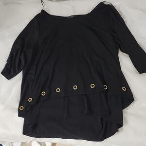 Belldini Black Blouse with Gold Accents